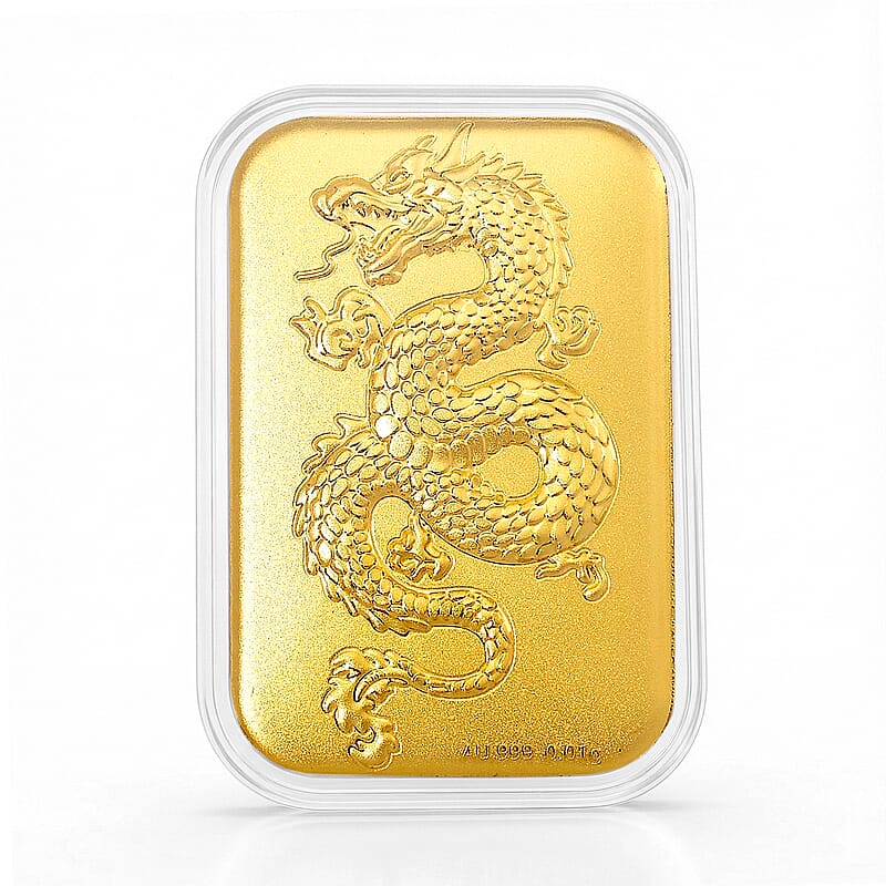 24K Yellow Gold Dragon Embossed Sheet 10mg (31x45.5mm)