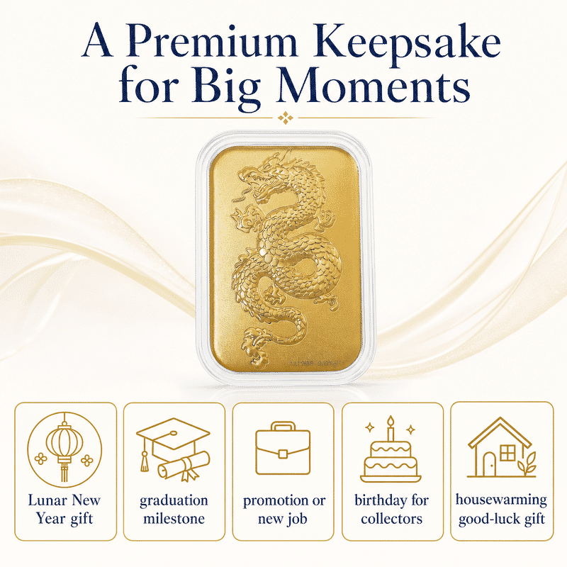 24K Yellow Gold Dragon Embossed Sheet 10mg (31x45.5mm)