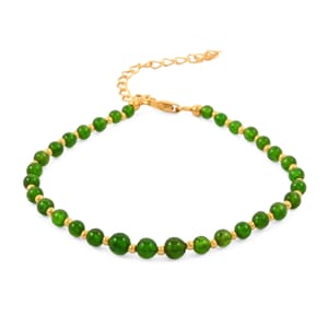 Chrome Diopside 11.00 ctw Beaded Bracelet in 18K Vermeil Yellow Gold Over Sterling Silver (7.25-9.25In)