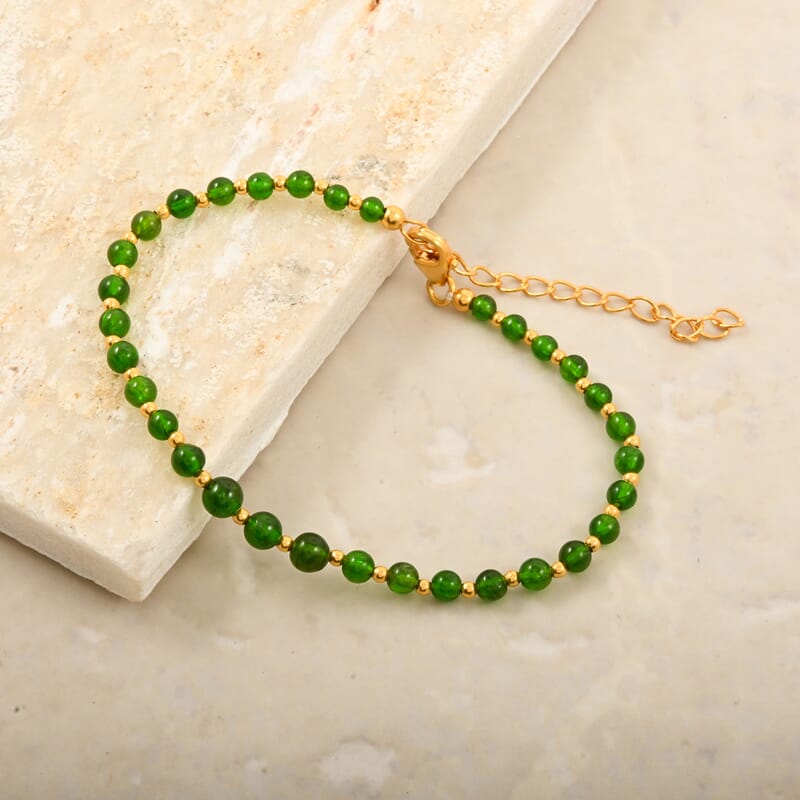 AAAA RARE FIND Chrome Diopside 11.00 ctw Beaded Bracelet in 18K Vermeil Yellow Gold Over Sterling Silver (7.25-9.25In)