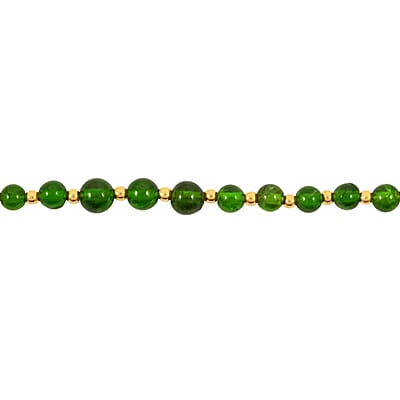 AAAA RARE FIND Chrome Diopside 11.00 ctw Beaded Bracelet in 18K Vermeil Yellow Gold Over Sterling Silver (7.25-9.25In)