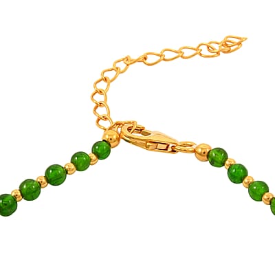 AAAA RARE FIND Chrome Diopside 11.00 ctw Beaded Bracelet in 18K Vermeil Yellow Gold Over Sterling Silver (7.25-9.25In)