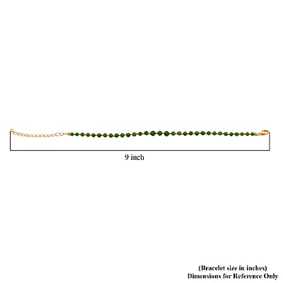 AAAA RARE FIND Chrome Diopside 11.00 ctw Beaded Bracelet in 18K Vermeil Yellow Gold Over Sterling Silver (7.25-9.25In)