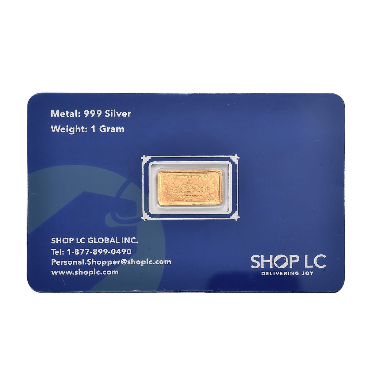 22K Gold Over 999.9 Fine Silver Currency Bar 1 Grams image number 3