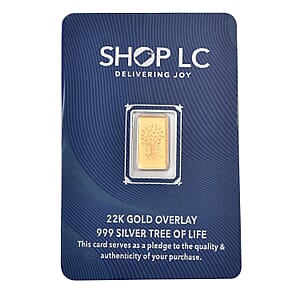 22K Gold Over 999.9 Fine Silver Tree of Life Bar 1 Grams