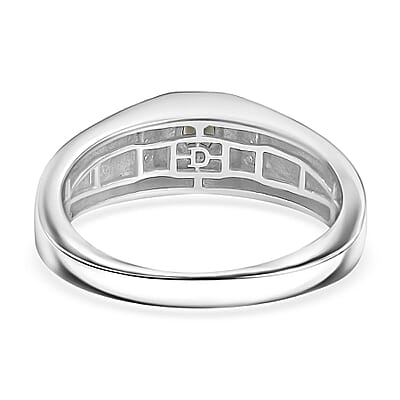 D'Joy Narsipatnam Alexandrite and Moissanite 0.40 ctw Men's Ring in Rhodium Over Sterling Silver (Size 10.0)