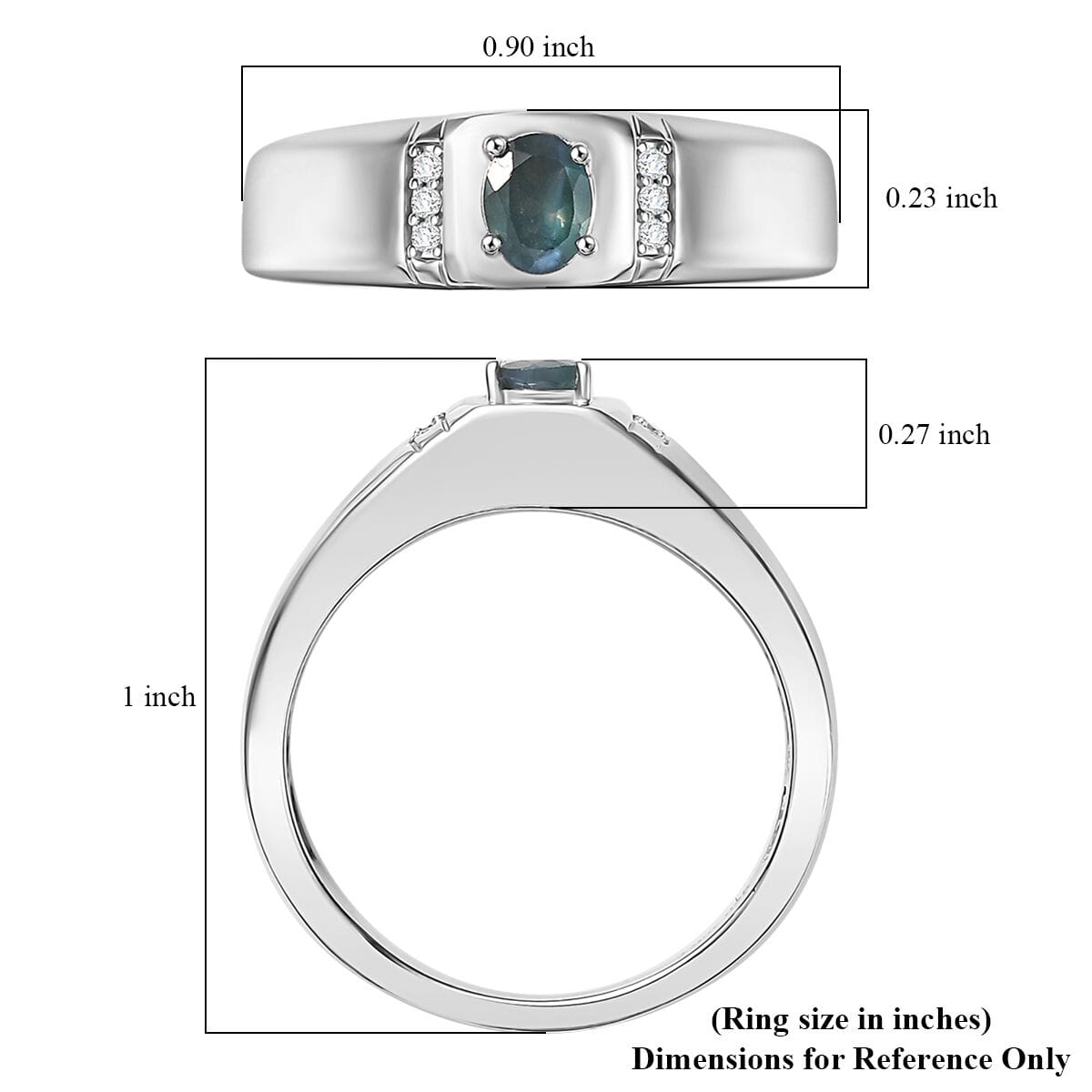 D’Joy Narsipatnam Alexandrite and Moissanite 0.40 ctw Men's Ring in Rhodium Over Sterling Silver (Size 10.0) image number 5