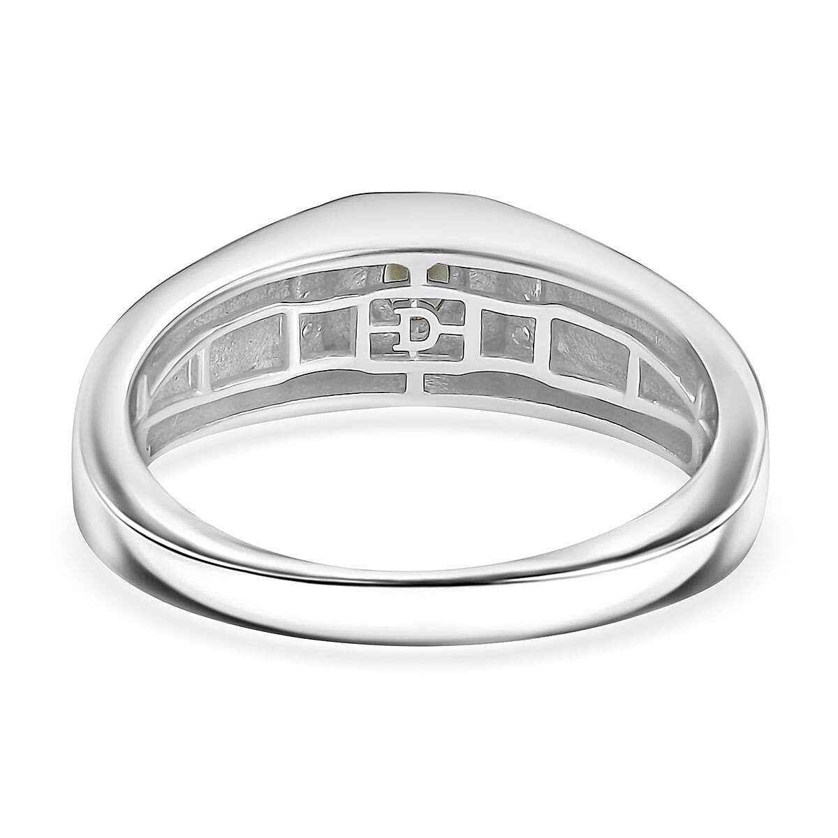 D&rsquo;Joy Narsipatnam Alexandrite and Moissanite 0.40 ctw Men's Ring in Rhodium Over Sterling Silver (Size 11.0) image number 4