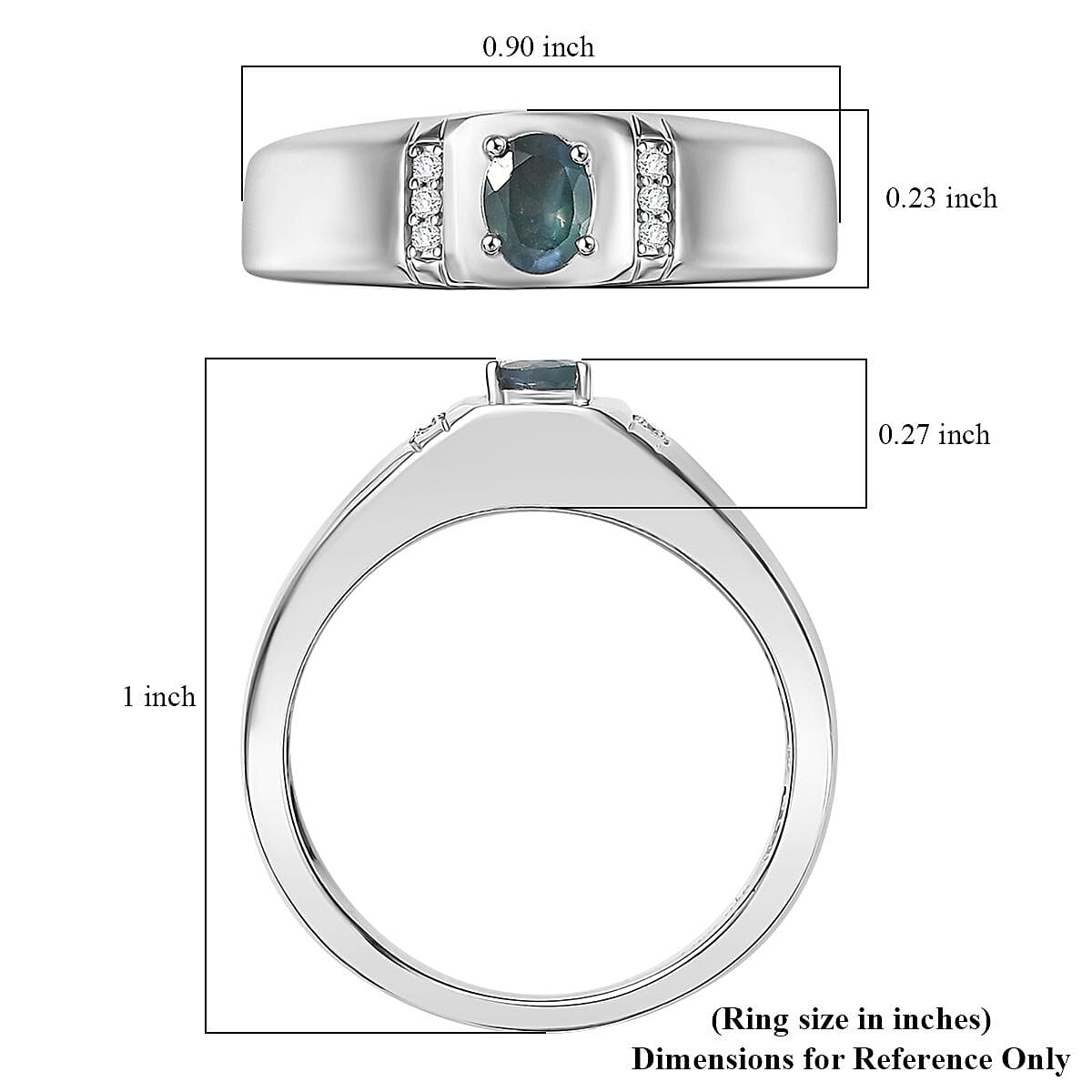 D&rsquo;Joy Narsipatnam Alexandrite and Moissanite 0.40 ctw Men's Ring in Rhodium Over Sterling Silver (Size 11.0) image number 5