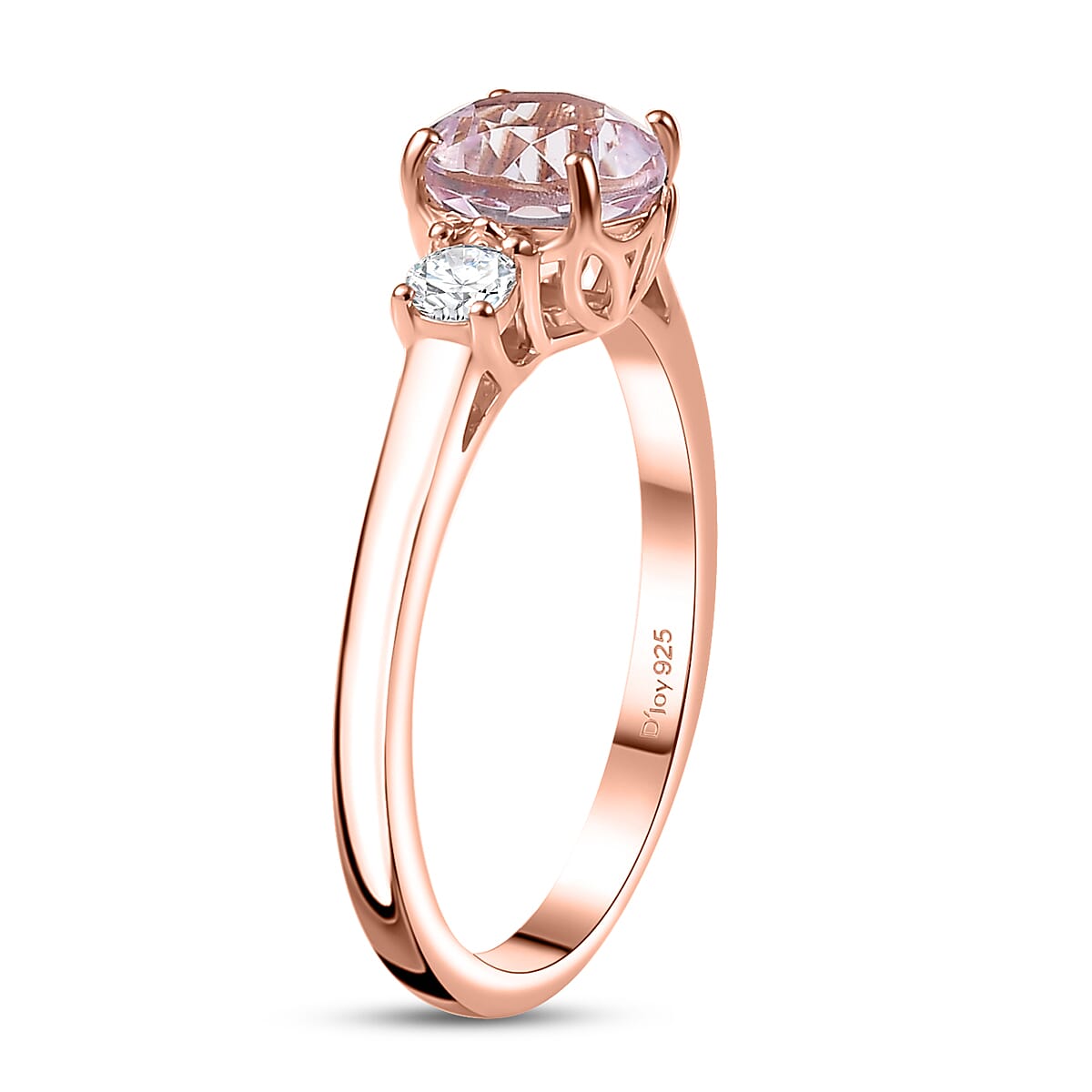 D'Joy Premium Martha Rocha Kunzite and Moissanite 1.90 ctw Lotus Embrace Ring in 18K Vermeil Rose Gold Over Sterling Silver (Size 10.0)