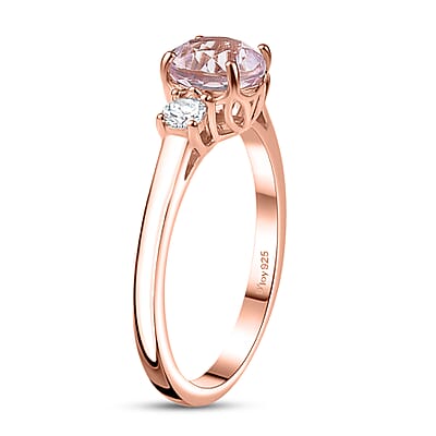 D'Joy Premium Martha Rocha Kunzite and Moissanite 1.90 ctw Lotus Embrace Ring in 18K Vermeil Rose Gold Over Sterling Silver (Size 10.0)