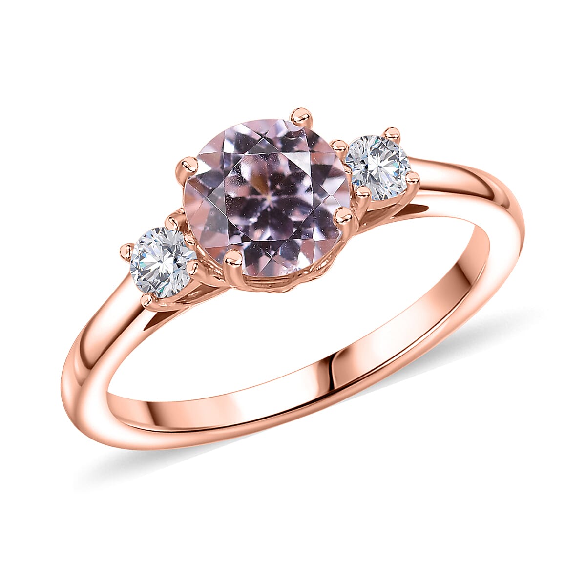 D'Joy Premium Martha Rocha Kunzite and Moissanite 1.90 ctw Lotus Embrace Ring in 18K Vermeil Rose Gold Over Sterling Silver (Size 6.0) image number 0