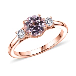 D'Joy Premium Martha Rocha Kunzite and Moissanite 1.90 ctw Lotus Embrace Ring in 18K Vermeil Rose Gold Over Sterling Silver (Size 6.0)