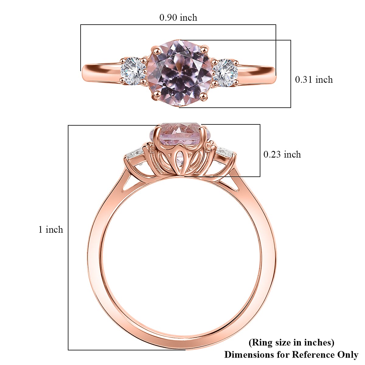 D'Joy Premium Martha Rocha Kunzite and Moissanite 1.90 ctw Lotus Embrace Ring in 18K Vermeil Rose Gold Over Sterling Silver (Size 6.0) image number 5