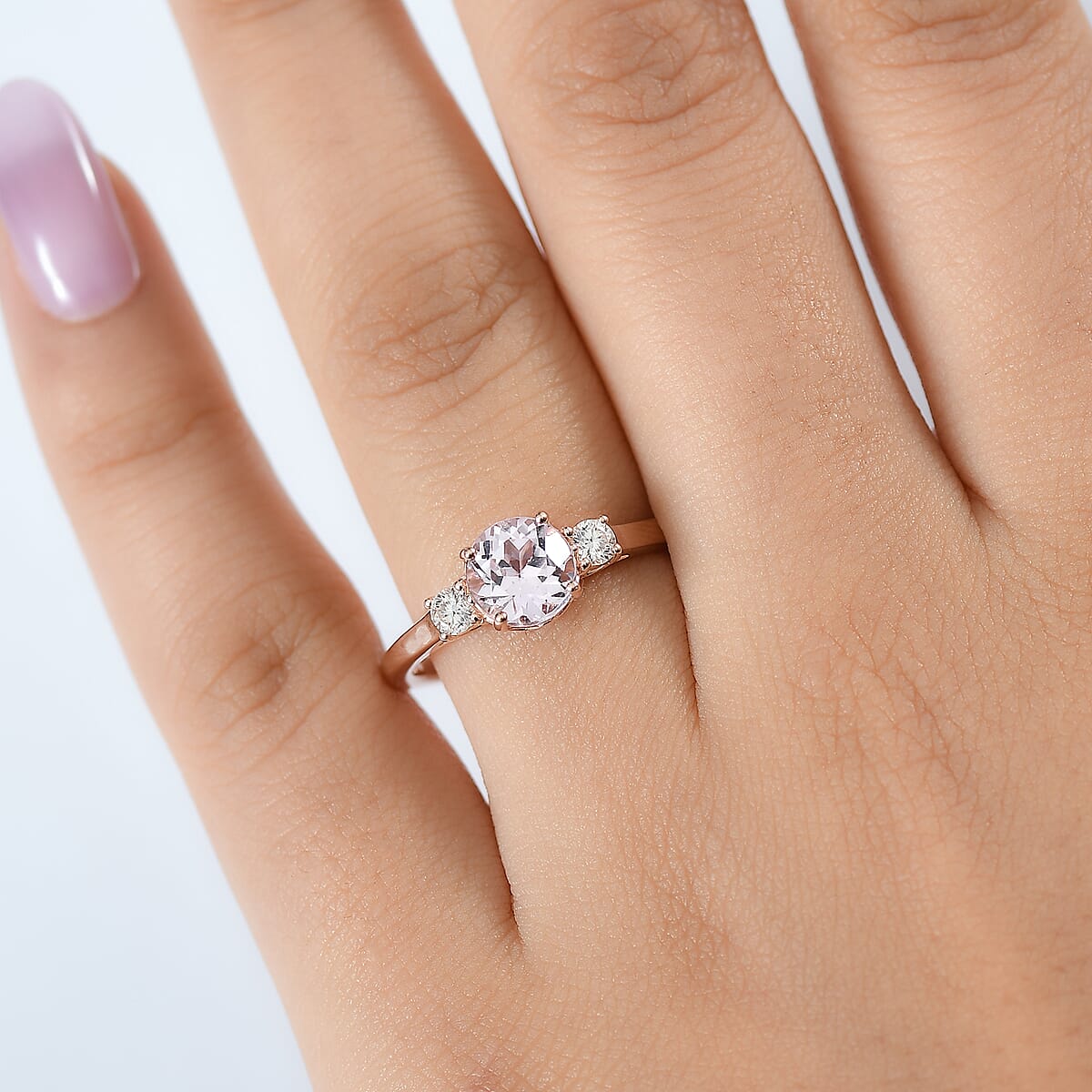 D'Joy Premium Martha Rocha Kunzite and Moissanite 1.90 ctw Lotus Embrace Ring in 18K Vermeil Rose Gold Over Sterling Silver (Size 7.0) image number 2