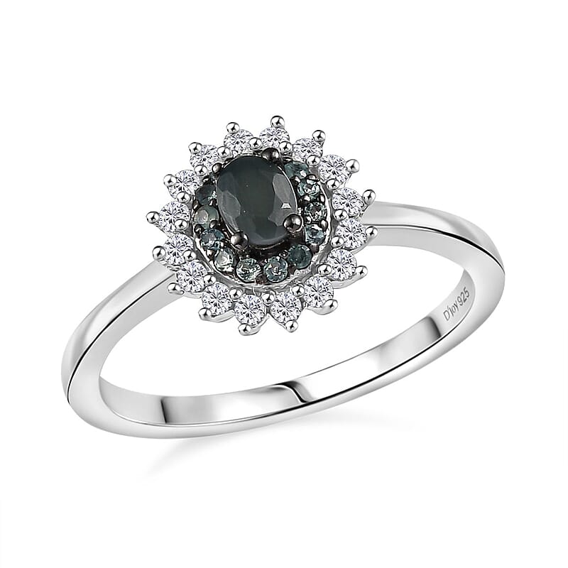 D’Joy Narsipatnam Alexandrite and White Zircon 0.65 ctw Arcane Bloom Ring in Rhodium Over Sterling Silver (Size 10.0)