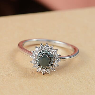 D’Joy Narsipatnam Alexandrite and White Zircon 0.65 ctw Arcane Bloom Ring in Rhodium Over Sterling Silver (Size 10.0)