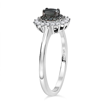 D’Joy Narsipatnam Alexandrite and White Zircon 0.65 ctw Arcane Bloom Ring in Rhodium Over Sterling Silver (Size 10.0)