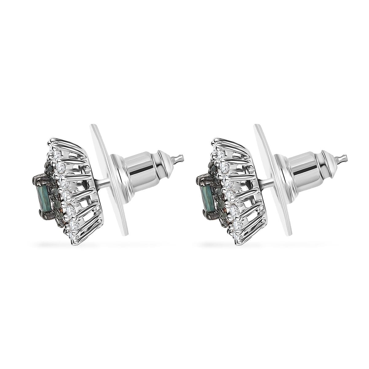 D’Joy Narsipatnam Alexandrite and White Zircon 1.25 ctw Earrings in Rhodium Over Sterling Silver image number 2