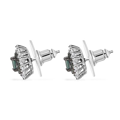D'Joy Narsipatnam Alexandrite and White Zircon 1.25 ctw Arcane Bloom Earrings in Rhodium Over Sterling Silver