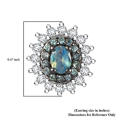 D'Joy Narsipatnam Alexandrite and White Zircon 1.25 ctw Arcane Bloom Earrings in Rhodium Over Sterling Silver