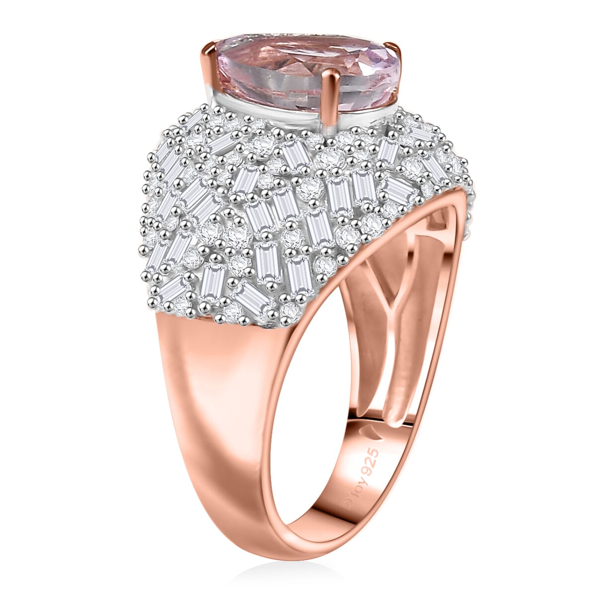 D'Joy Premium Martha Rocha Kunzite and Moissanite 3.60 ctw Amora Bloom Ring in 18K Vermeil Rose Gold Over Sterling Silver (Size 10.0) image number 3