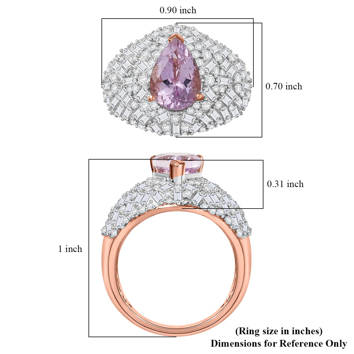 D'Joy Premium Martha Rocha Kunzite and Moissanite 3.60 ctw Amora Bloom Ring in 18K Vermeil Rose Gold Over Sterling Silver (Size 10.0) image number 5