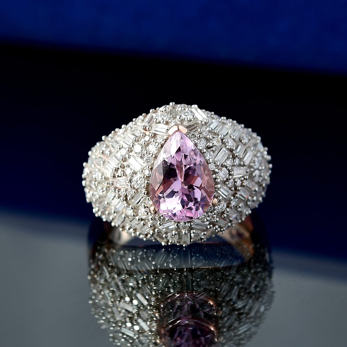 D'Joy Premium Martha Rocha Kunzite and Moissanite 3.60 ctw Amora Bloom Ring in 18K Vermeil Rose Gold Over Sterling Silver (Size 6.0) image number 1