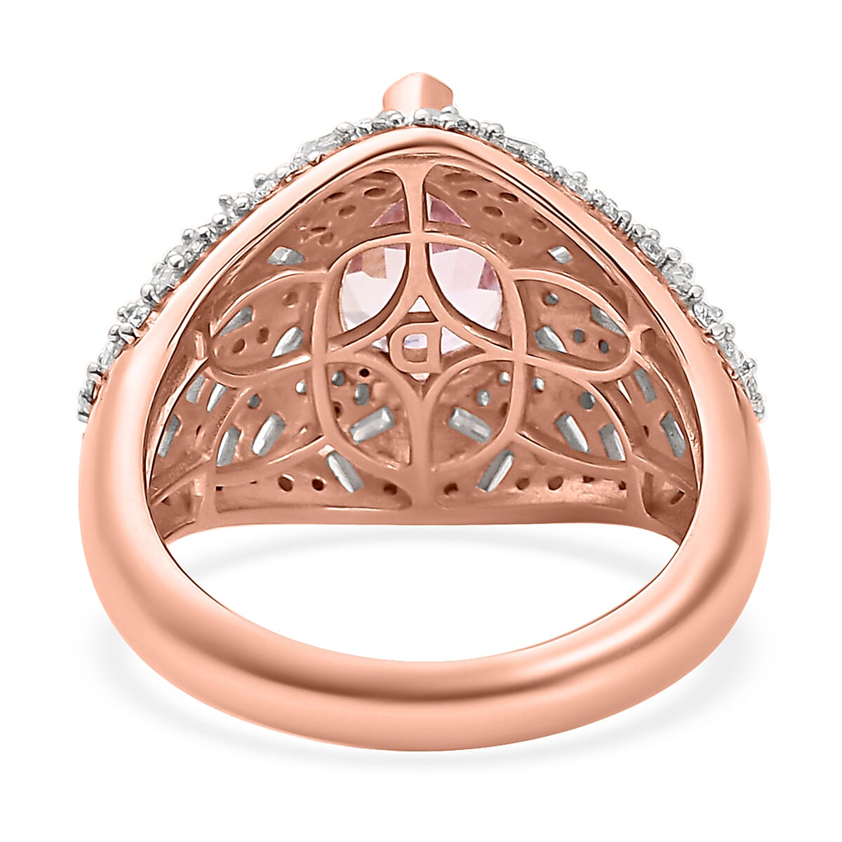 D'Joy Premium Martha Rocha Kunzite and Moissanite 3.60 ctw Amora Bloom Ring in 18K Vermeil Rose Gold Over Sterling Silver (Size 6.0) image number 4