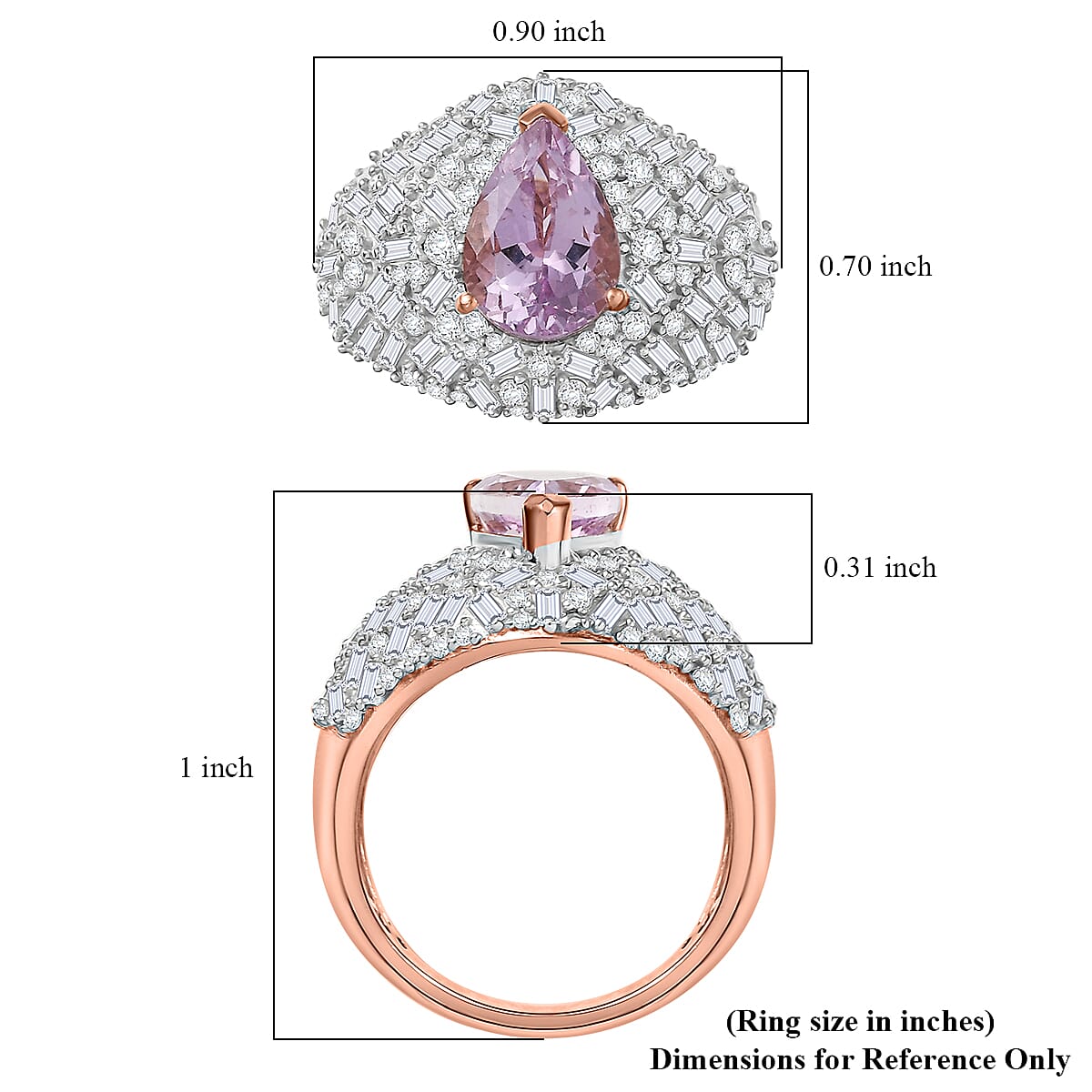 D'Joy Premium Martha Rocha Kunzite and Moissanite 3.60 ctw Amora Bloom Ring in 18K Vermeil Rose Gold Over Sterling Silver (Size 6.0) image number 5