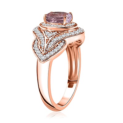 D'Joy Premium Martha Rocha Kunzite and White Zircon 1.85 ctw Blush Embrace Ring in 18K Vermeil Rose Gold Over Sterling Silver (Size 10.0)