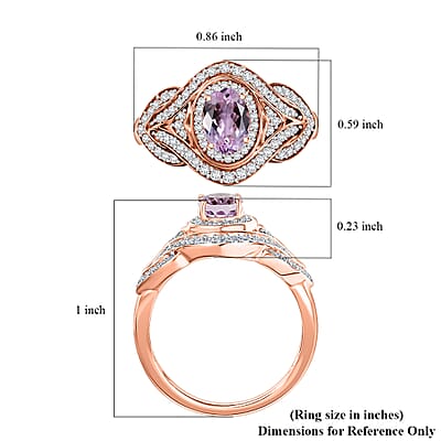 D'Joy Premium Martha Rocha Kunzite and White Zircon 1.85 ctw Blush Embrace Ring in 18K Vermeil Rose Gold Over Sterling Silver (Size 10.0)
