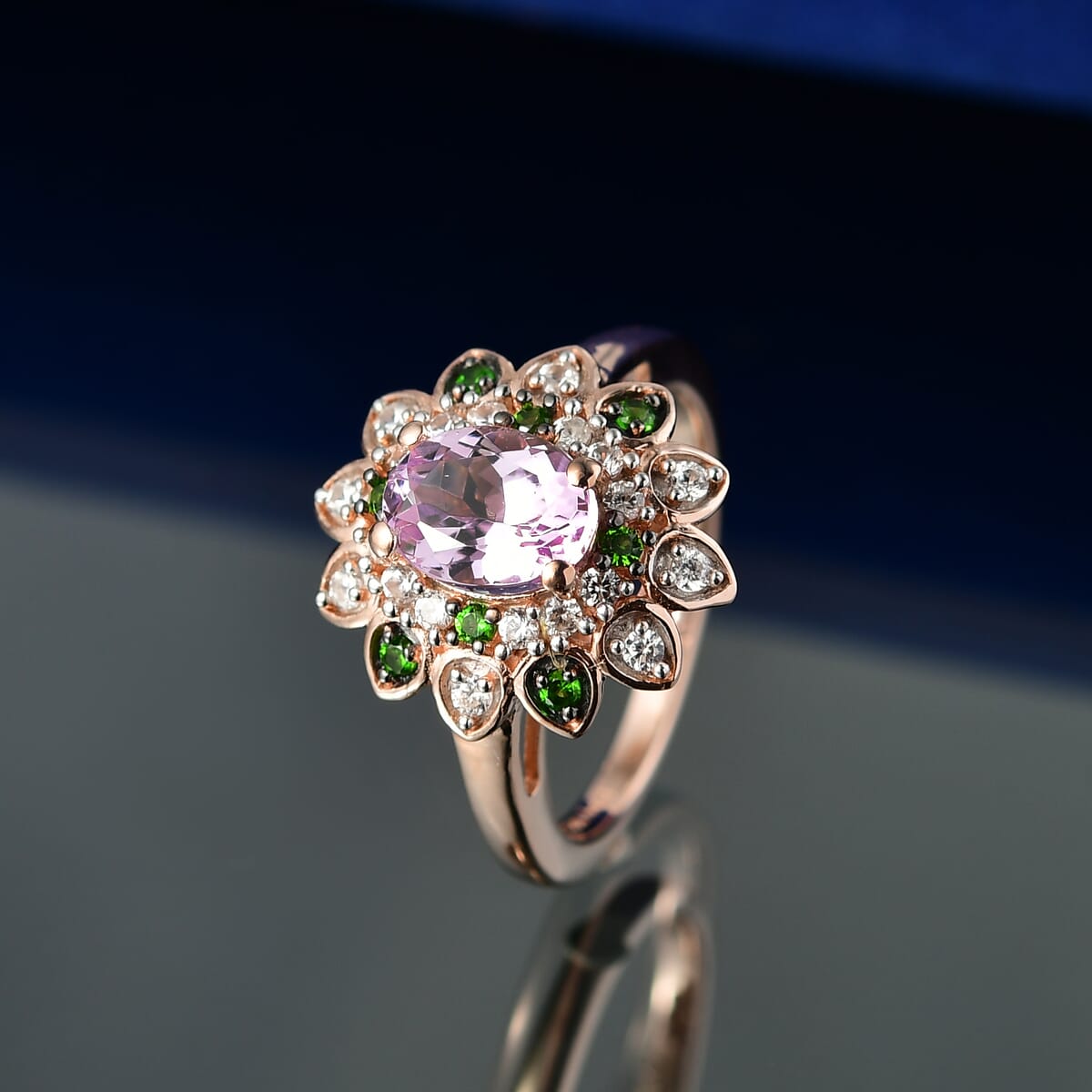 D'Joy Premium Martha Rocha Kunzite and Multi Gemstone 2.20 ctw Ring in 18K Vermeil Rose Gold Over Sterling Silver (Size 10.0) image number 1