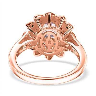 D'Joy Premium Martha Rocha Kunzite and Multi Gemstone 2.20 ctw Blooming Flower Ring in 18K Vermeil Rose Gold Over Sterling Silver (Size 10.0)