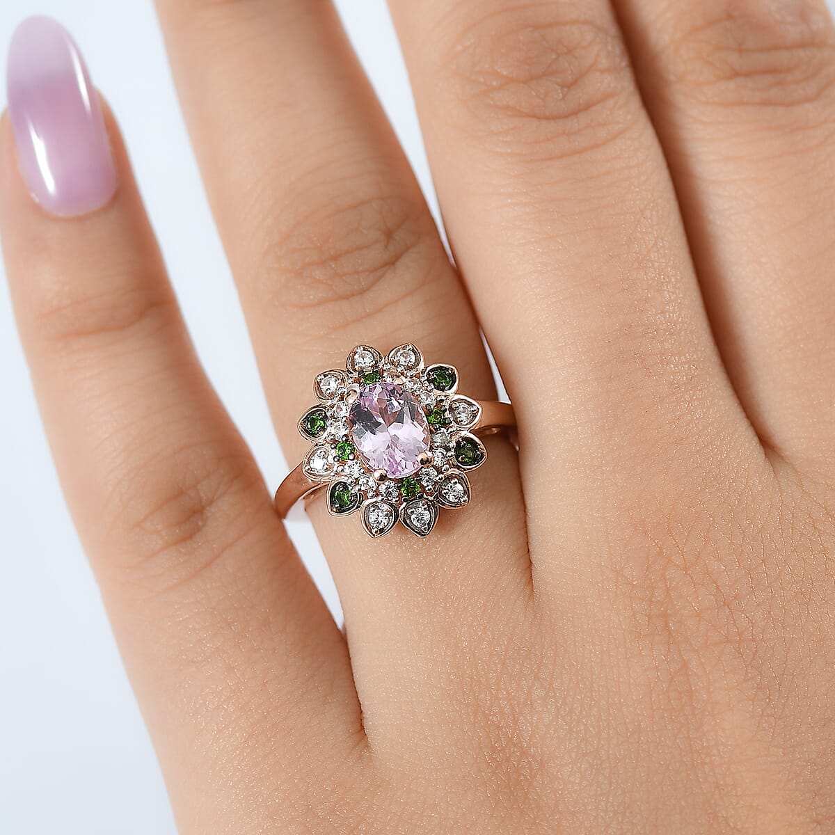 D'Joy Premium Martha Rocha Kunzite and Multi Gemstone 2.20 ctw Blooming Flower Ring in 18K Vermeil Rose Gold Over Sterling Silver (Size 8.0) image number 2