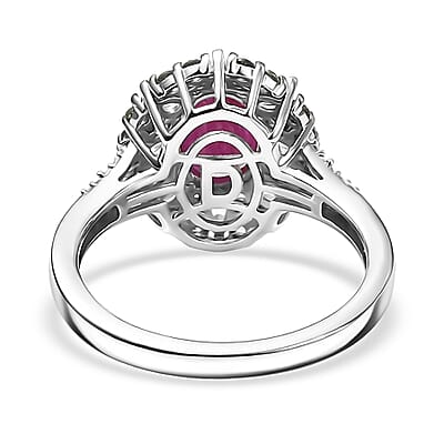 D'Joy Premium Taveta Ruby and Multi Gemstone 2.80 ctw Imperial Garden Ring in Rhodium Over Sterling Silver (Size 5.0)