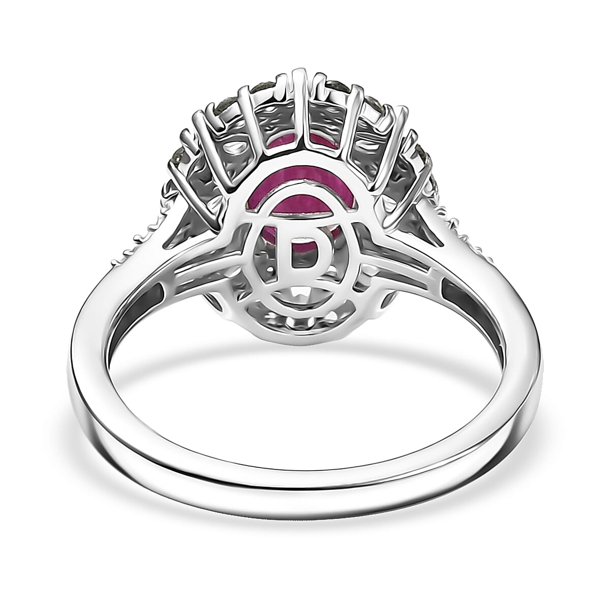 D'Joy Premium Taveta Ruby and Multi Gemstone 2.80 ctw Imperial Garden Ring in Rhodium Over Sterling Silver (Size 7.0) image number 4