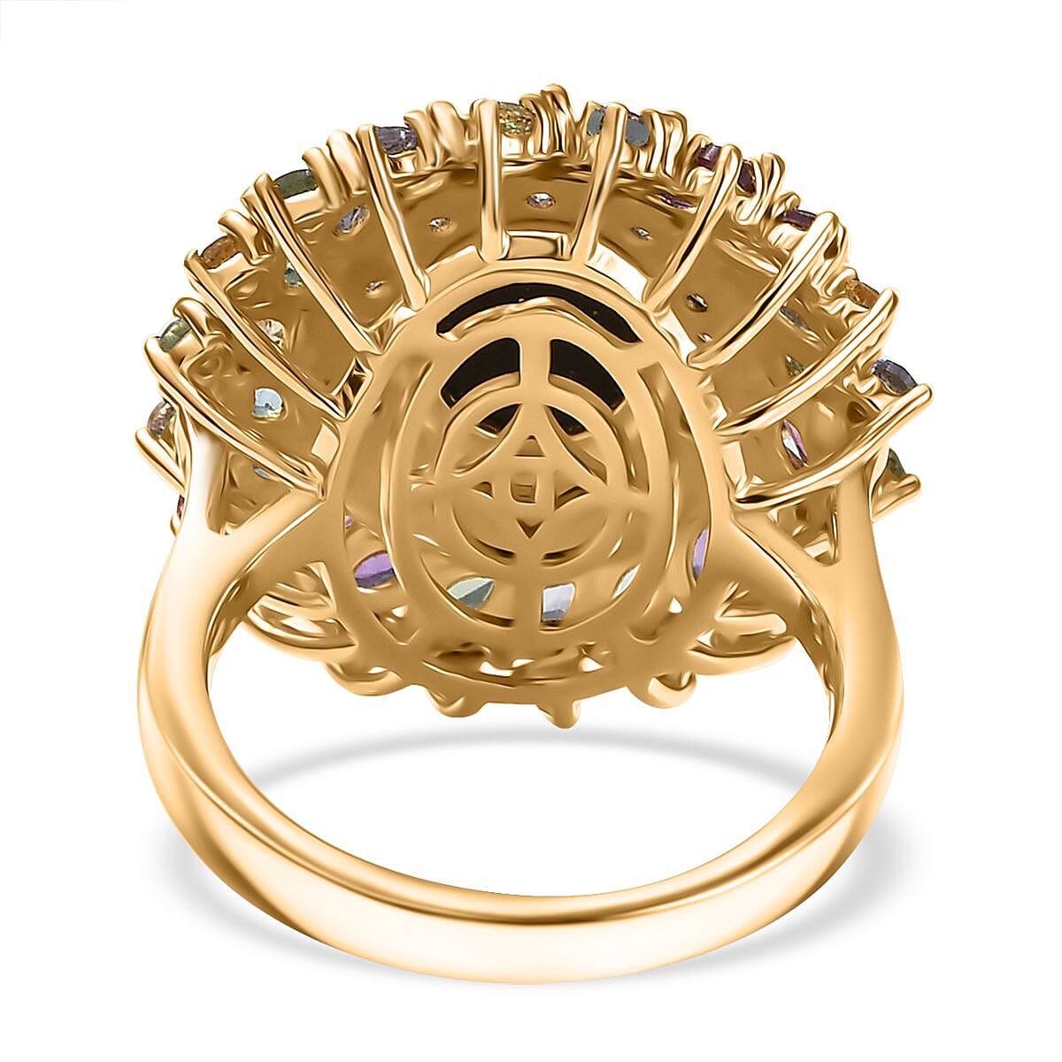 D'Joy Elysian Opal (Triplet) and Multi Gemstone 4.65 ctw Aurora Bloom Ring in 18K Vermeil Yellow Gold Over Sterling Silver (Size 9.0) image number 4