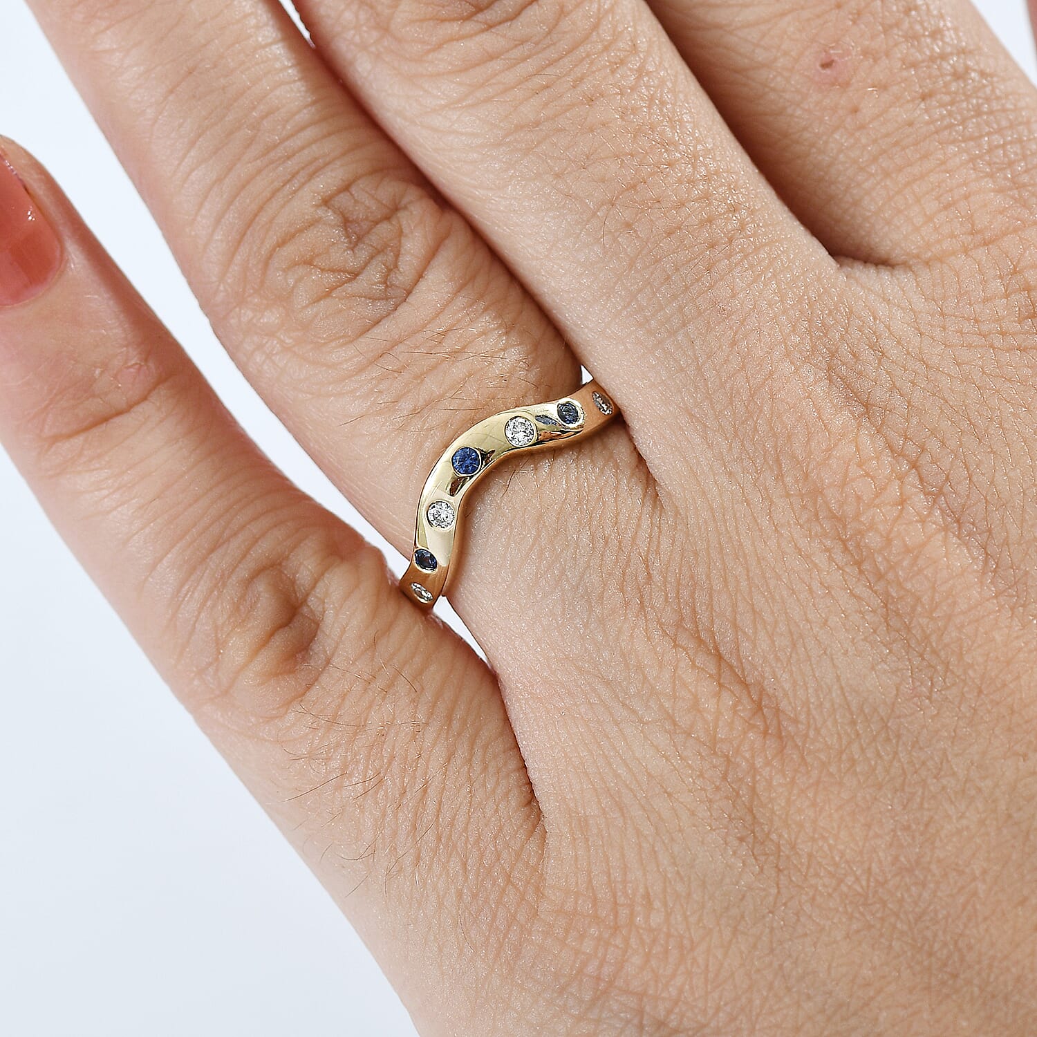 Luxoro AAA Ceylon Blue Sapphire and G-H SI Diamond 0.25 ctw Ring in 14K Yellow Gold (Size 4.75)