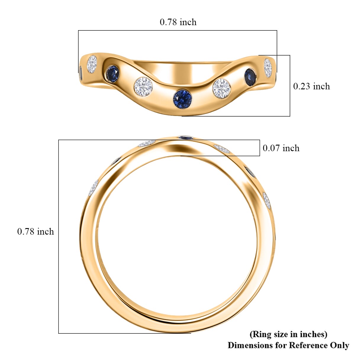 Luxoro AAA Ceylon Blue Sapphire and G-H SI Diamond 0.25 ctw Ring in 14K Yellow Gold (Size 4.75) image number 5