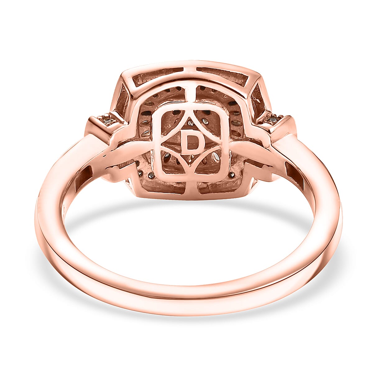 D'Joy Natural Champagne Diamond 0.50 ctw Art Deco Ring in 18K Vermeil Rose Gold Over Sterling Silver (Size 7.0) image number 4