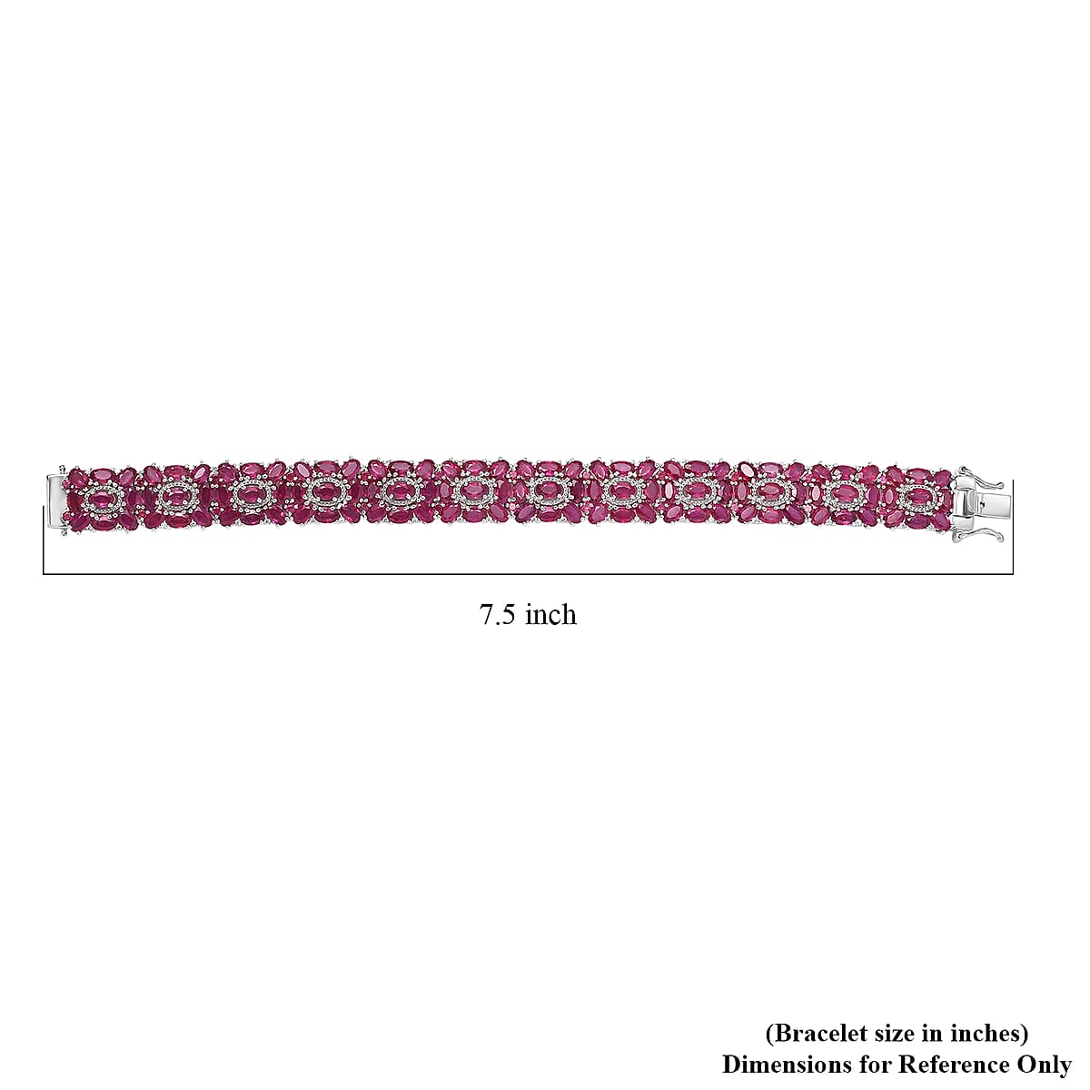 Doorbuster D'Joy Niassa Ruby (FF) and White Zircon 40.65 ctw Art Deco Bracelet in Rhodium Over Sterling Silver (7.25 In) image number 4