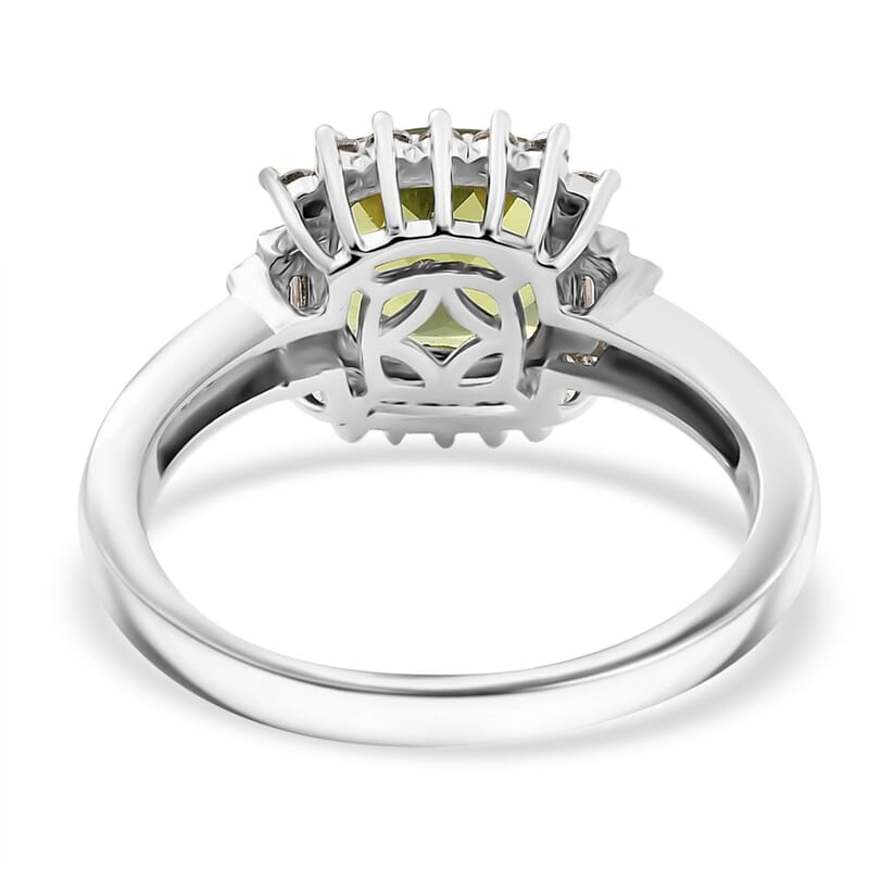 D'Joy Hebei Peridot and Moissanite 2.50 ctw Verdant Crown Ring in Rhodium Over Sterling Silver (Size 10.0)