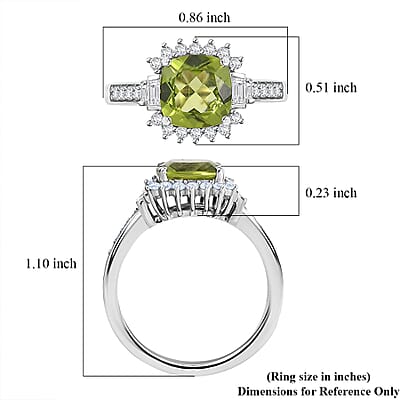D'Joy Hebei Peridot and Moissanite 2.50 ctw Verdant Crown Ring in Rhodium Over Sterling Silver (Size 10.0)
