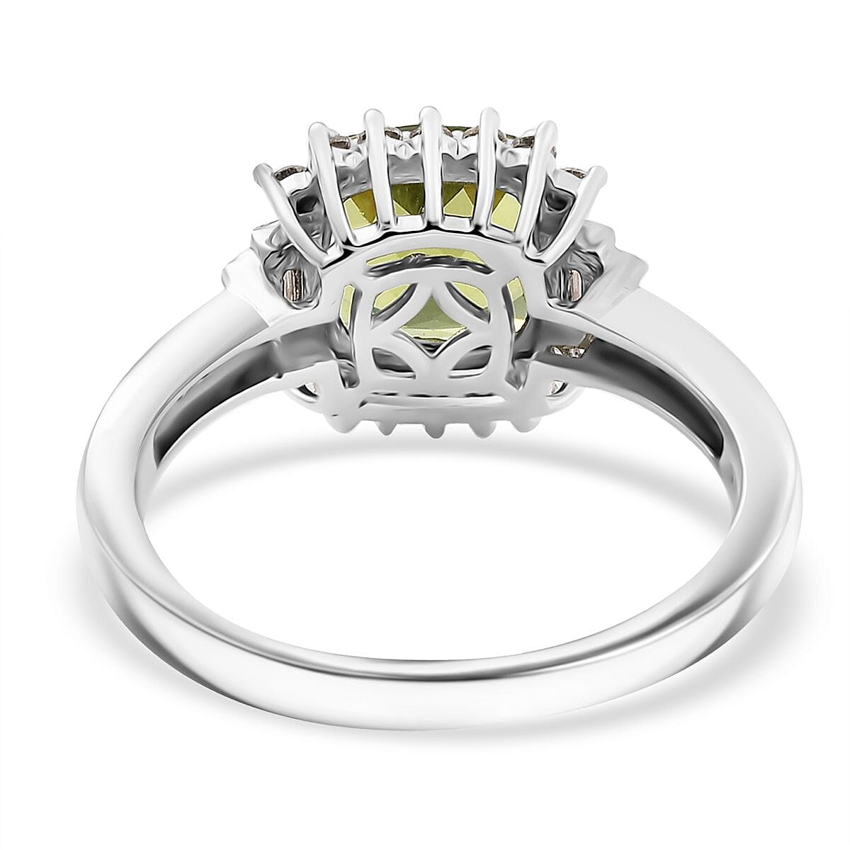 D'Joy Hebei Peridot and Moissanite 2.50 ctw Verdant Crown Ring in Rhodium Over Sterling Silver (Size 6.0) image number 4