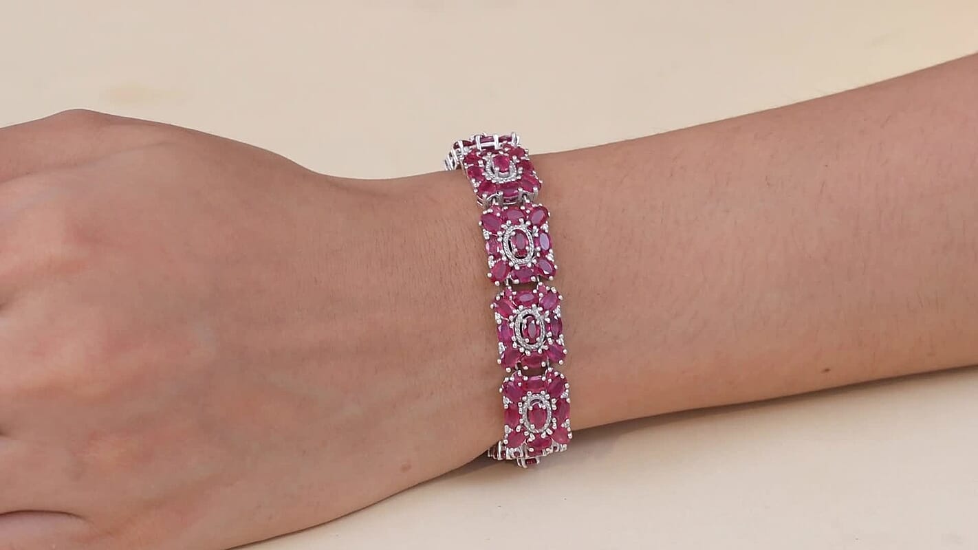 D'Joy Niassa Ruby (FF), White Zircon Bracelet in Rhodium Over Sterling Silver (7.25 In) 40.65 ctw