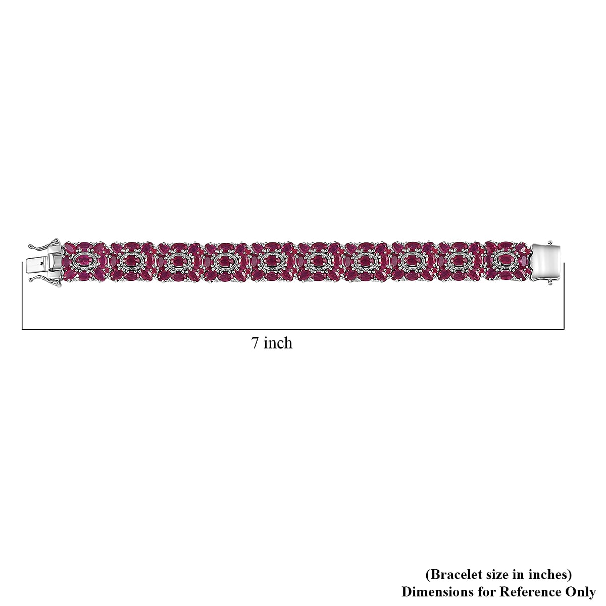 Doorbuster D'Joy Niassa Ruby (FF) and White Zircon 37.30 ctw Art Deco Bracelet in Rhodium Over Sterling Silver (6.50 In) image number 4