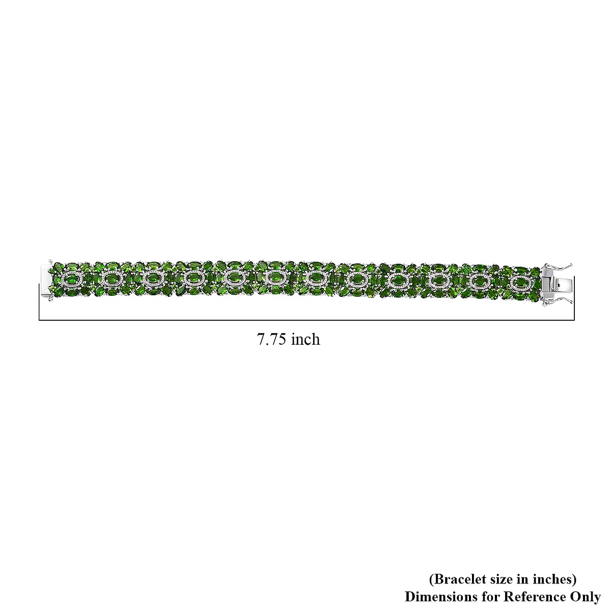 Doorbuster D'Joy Chrome Diopside and White Zircon 27.80 ctw Art Deco Bracelet in Rhodium Over Sterling Silver (7.25 In) image number 4