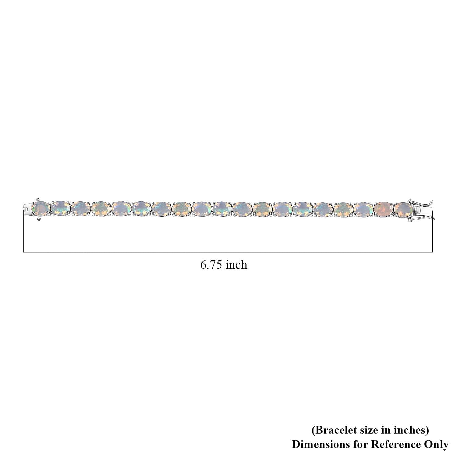 D'Joy Premium Ethiopian Welo Opal 14.10 ctw Aurora Glow Bracelet in Rhodium Over Sterling Silver (6.50 In)