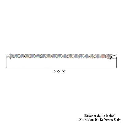 D'Joy Premium Ethiopian Welo Opal 14.10 ctw Aurora Glow Bracelet in Rhodium Over Sterling Silver (6.50 In)